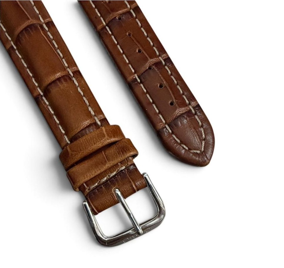 New Watch Band Brown 18MM Genuine Leather Alligator Grain Flat Slim