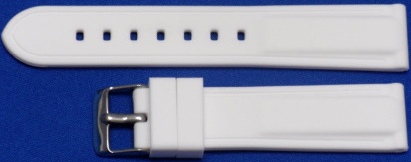20 MM White color Silicone watch band silver buckle with free spring bars