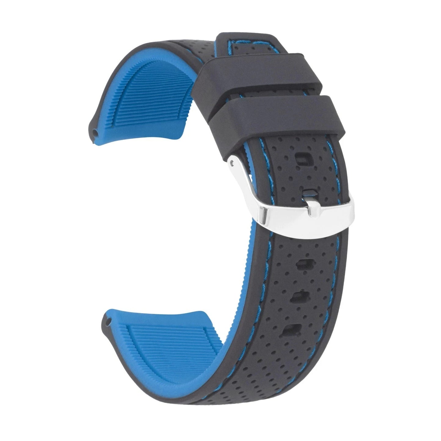 High-Quality Silicone Flat Stitched Watch Band – Orange & Black