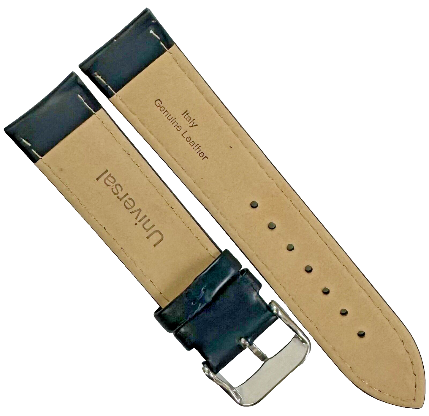 22MM UNIVERSAL WATCH BAND DARK DEEP BLUE GENUINE LEATHER PADDED