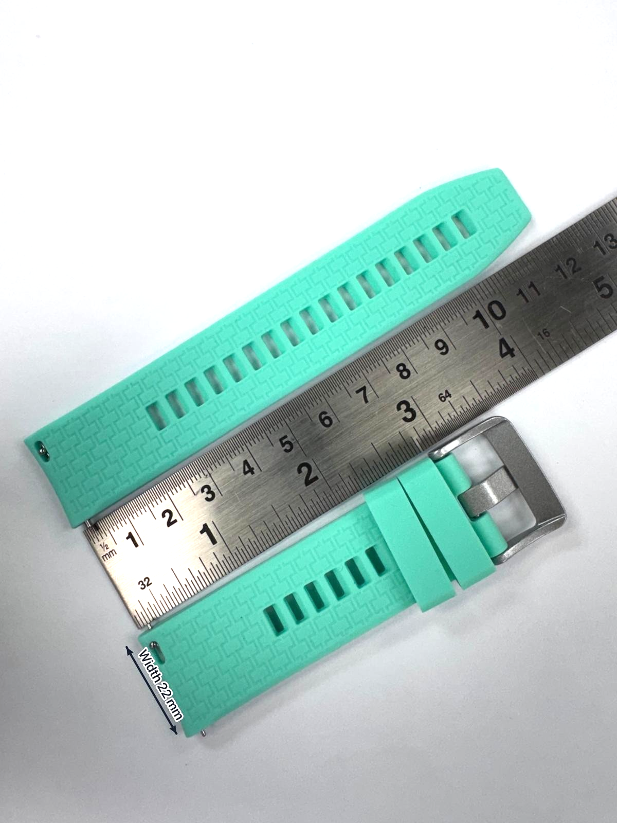 22 MM Rubber Silicone Sports Watch Band Quick Release Pin Mint Green Color