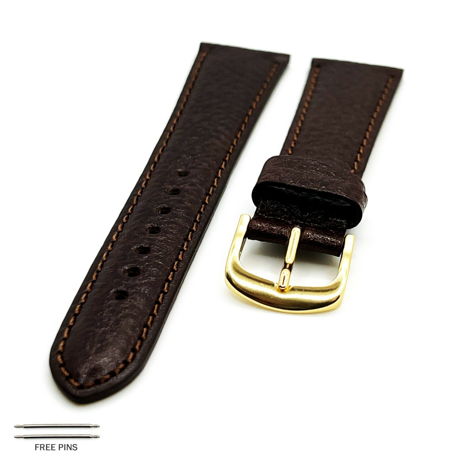 WATCH BAND BROWN GENUINE LEATHER 20MM 