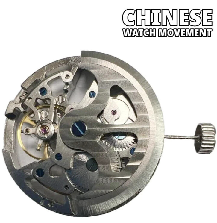 Automatic Skeleton Chinese Watch Movement G3265 3Hands Overall Height 7.6mm