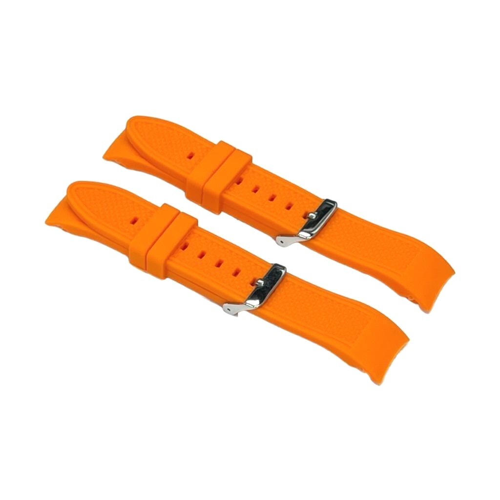 CURVED END DIAMOND TEXTURED SOFT RUBBER SILICONE SPORT WATCH BAND 22MM