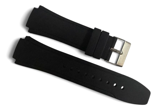 24mm Black Rubber Watch Band Premium Silicone Rubber Strap
