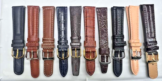 LOT OF 10 WATCH BANDS 18MM GENUINE LEATHER ALLIGATOR MIX STYLE AND COLORS