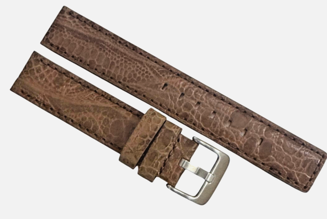 Brown color Engraved Leather Watch Strap Band -18mm