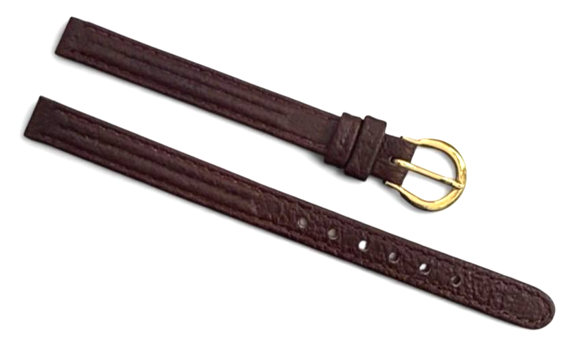 set of 3 Genuine Leather Band 8mm Flat Leather Watch Strap BURGUNDY/Gold Buckle