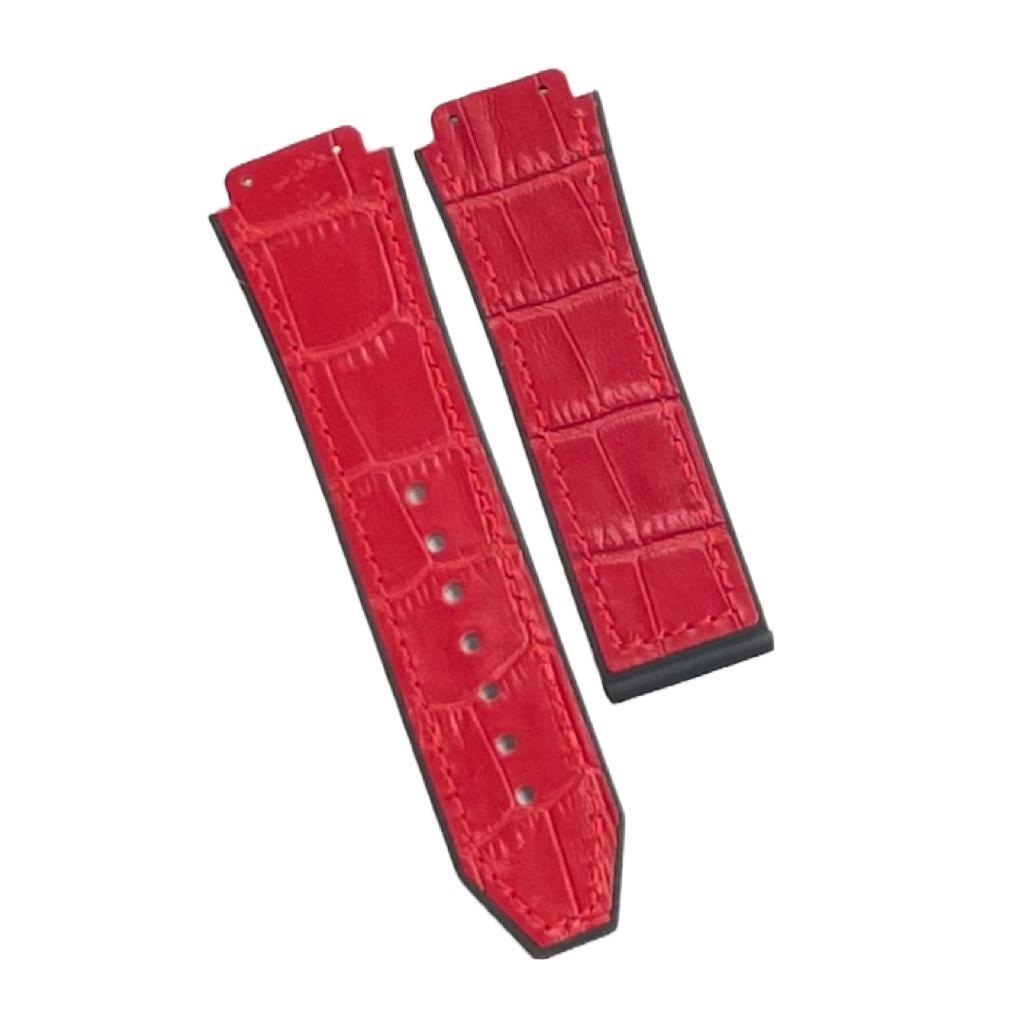 19X22MM MULTICOLORS WATCH BANDS ALLIGATOR GRAIN LEATHER RUBBER FITS FOR HUBLOT