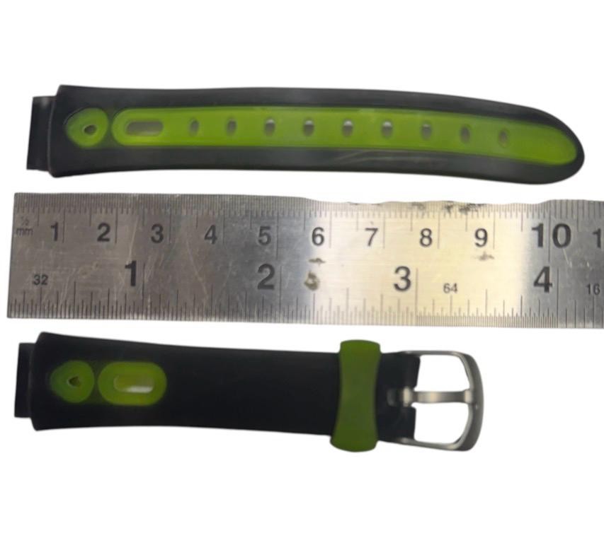 13MM RUBBER WATCH BAND BLACK & GREEN COLOR DESIGN