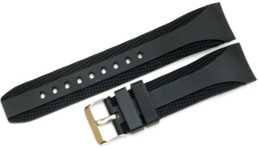 Watch Band Silicone Black 22MM Curved Ends Fit Sports  Men Watches