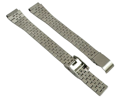 Metal Ladies Watch Band 12MM, Box-Link Designed 2-Piece, Silver Color