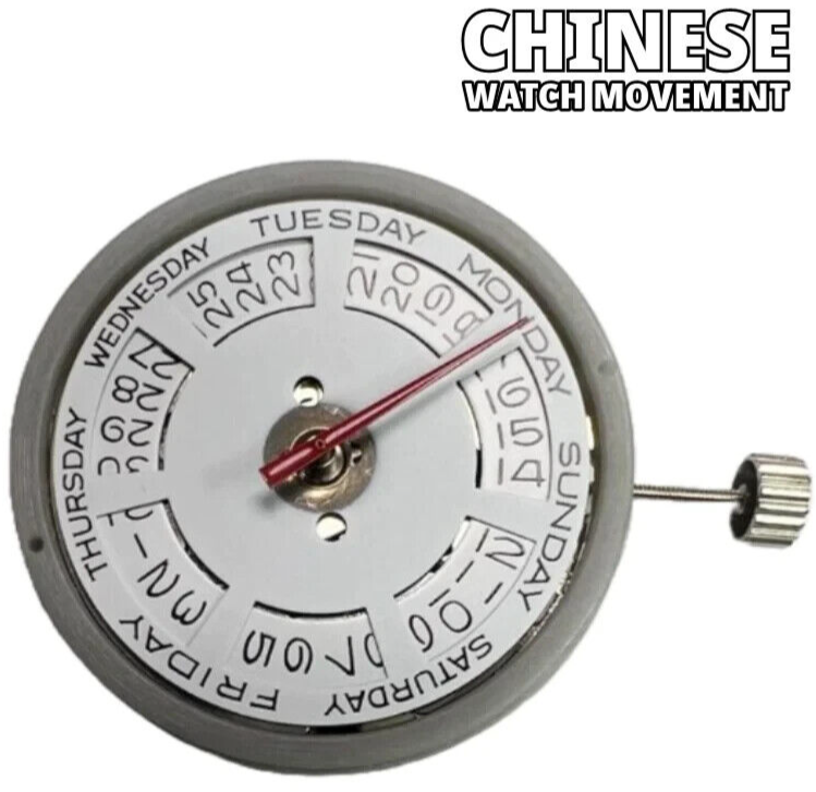Automatic Watch Movement DG2812 3Hands, Dt3 Day at 12:00 Overall Height 7.8mm