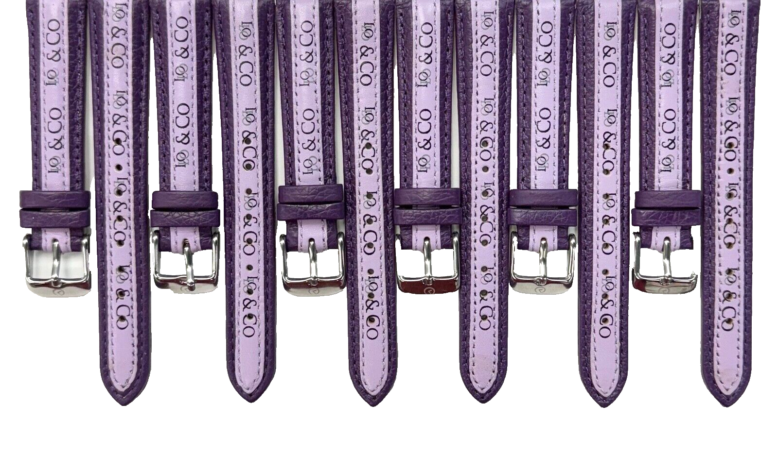 LO&CO Watch Band 16mm Regular Purple Genuine Leather  Stitched, Padded (Lot of 6