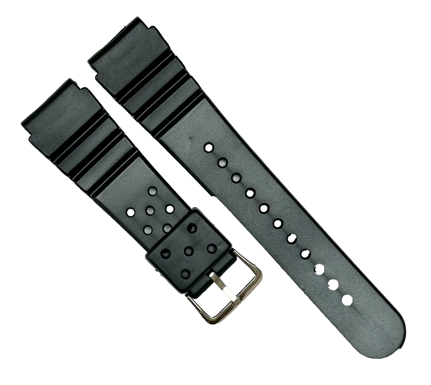 22MM PVC RESIN Black Regular Watch Band Replacement for CASIO Watches & Others
