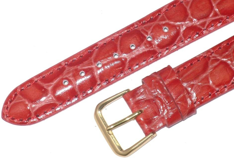 Watch Bands Red Genuine Leather Crocodile Grains20mm (A1 Quality )