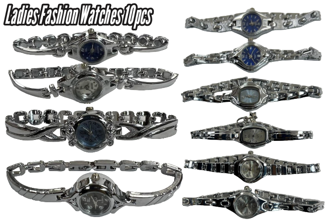 10pcs Set Women's Fashion Steel Band A21 Quartz Multi-Design Watch Bracelet
