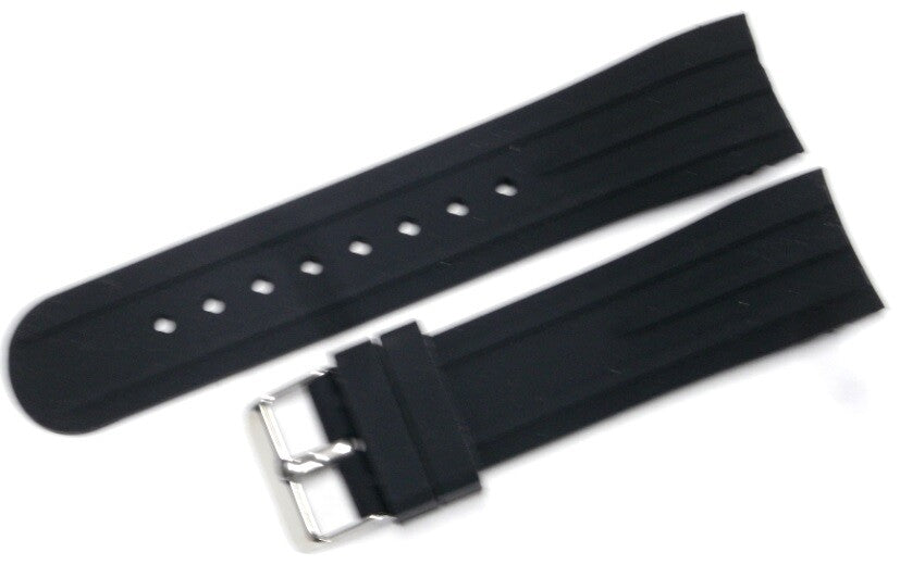 CURVED END SILICONE WATCH BAND, RUBBER STRAP 24MM  5 COLORS