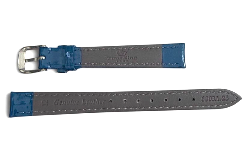 12mm Time King Blue Genuine Leather Watch Strap Band