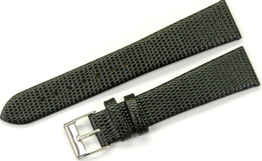 Watch Band 20MM Genuine Leather Black Lizard Grain Flat  Excellent Quality