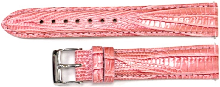 Watch Band Genuine Leather Lizard Grain Pink,Green 18mm Quick Release Pins
