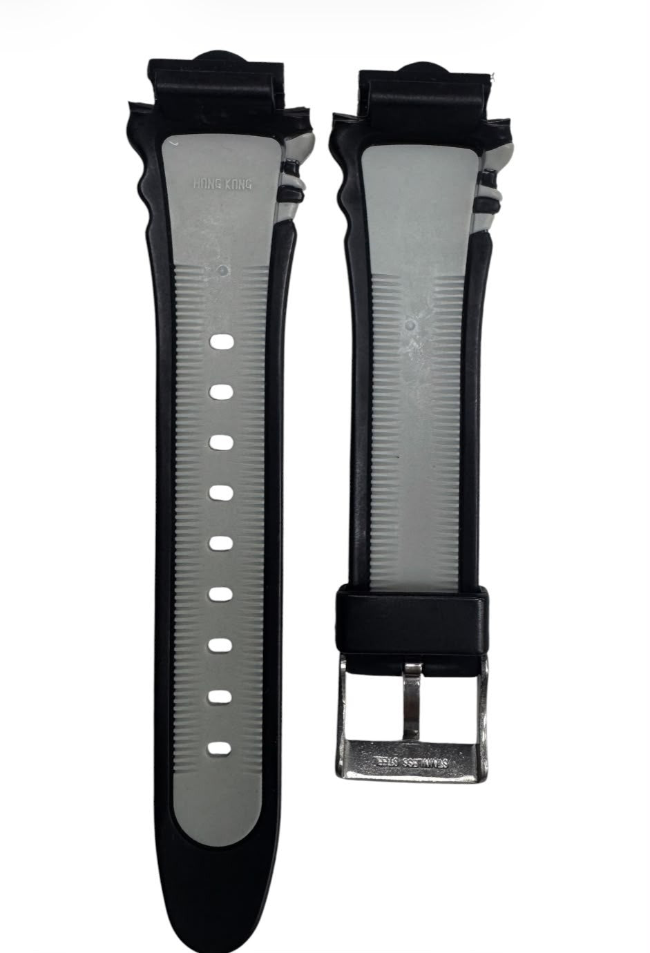 17MM Plastic PVC Replacement Band Black Gray Wave Design Band without Pins