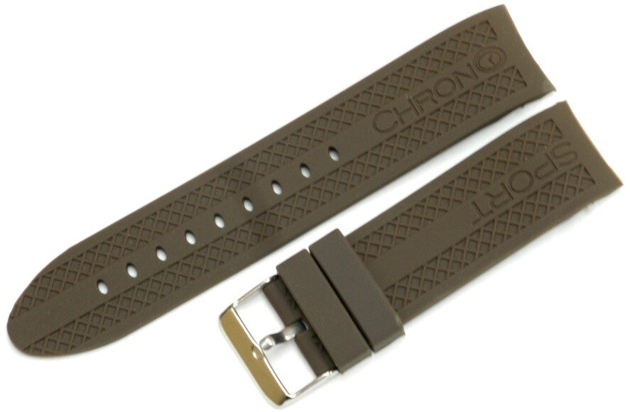 CURVED END SILICONE WATCH BAND, RUBBER STRAP 22MM