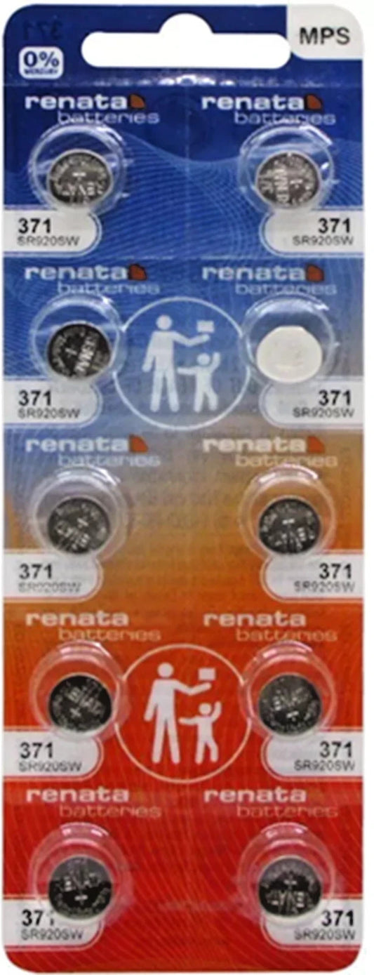 Ten (10)  Renata 379 Watch Battery  SR521SW SWISS MADE, 0% MERCURY