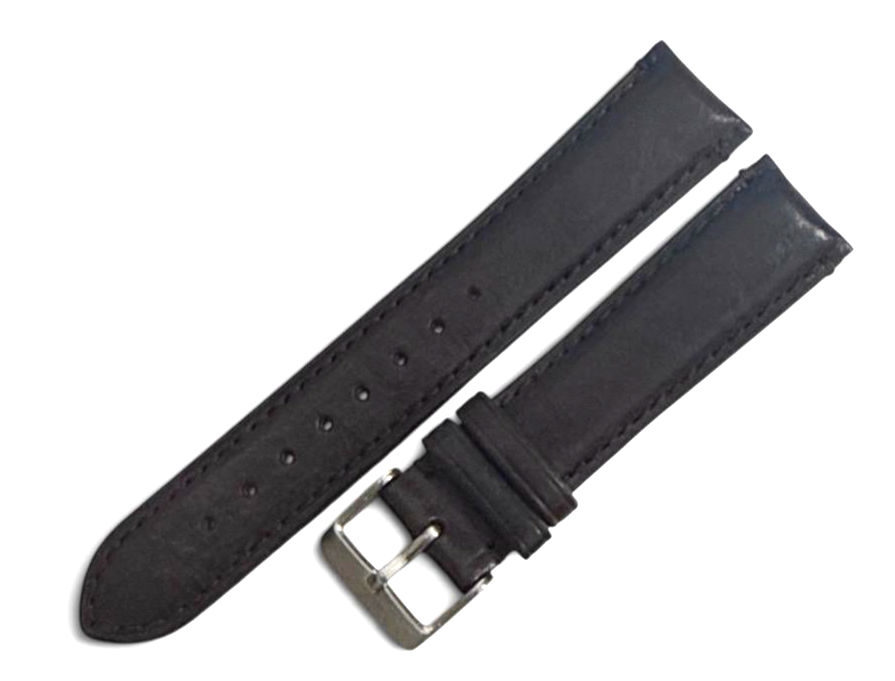 20mm D. Brown Genuine Leather Padded Stitched Watch Band