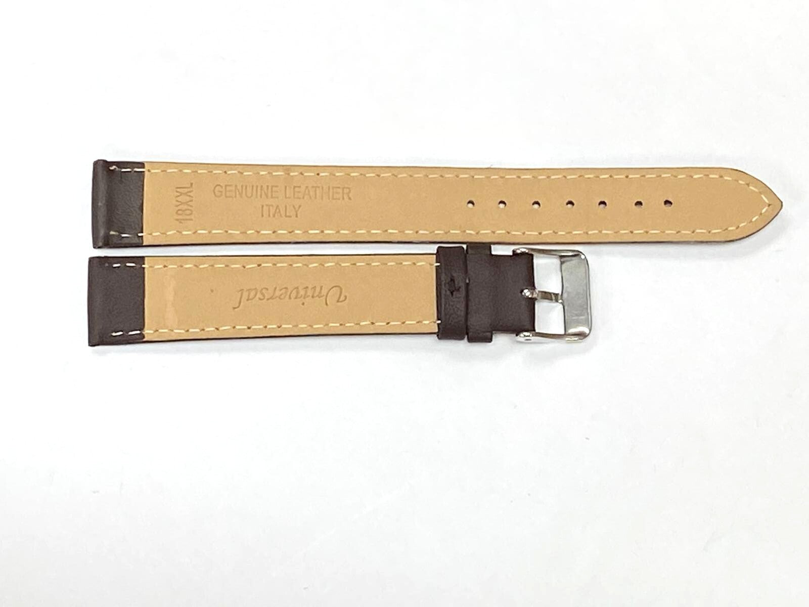Watch Band Flat Genuine Leather Plain Brown 10,12,14,16,18,20,22 24mm XXL