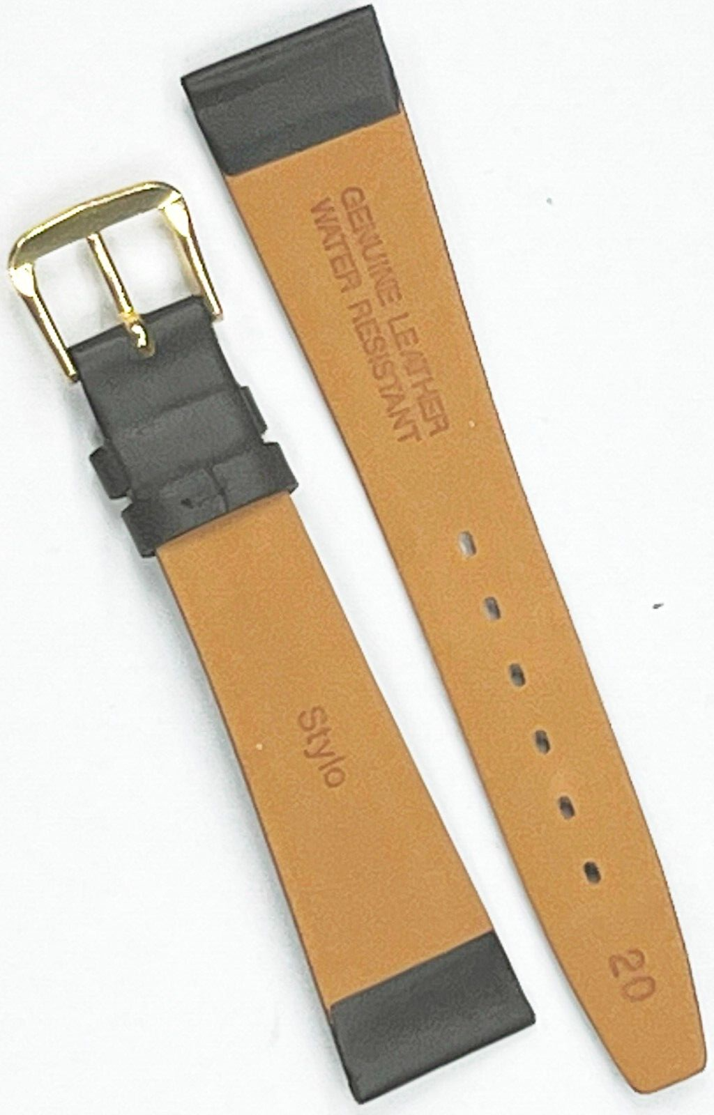 Lot of 6pc.Watch Bands Dark Brown Genuine Leather Plain Flat 20mm(Super Quality)