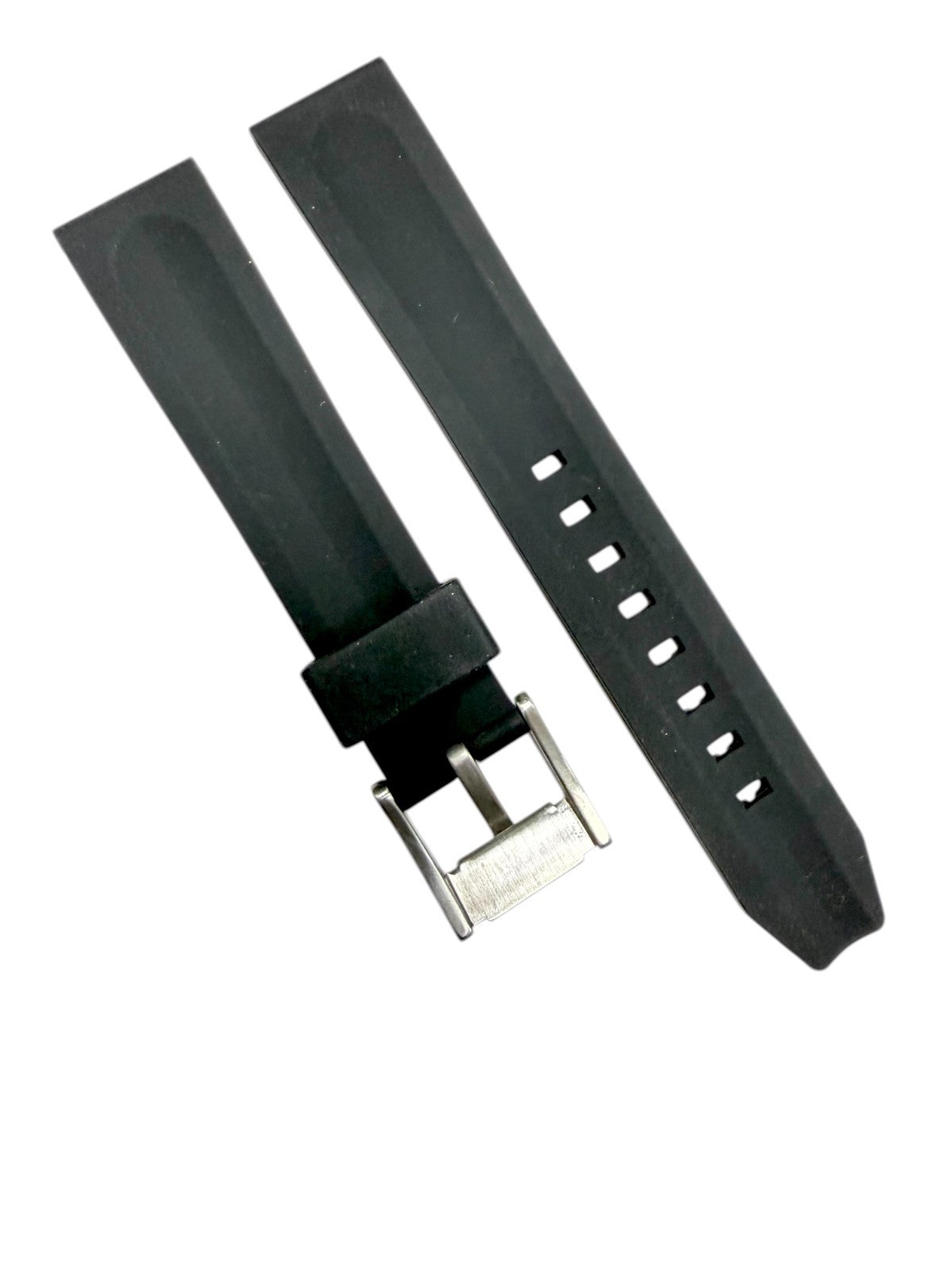High-Quality Black Silicone Flat Stitched Watch Band – 20/22/24mm Lug Sizes