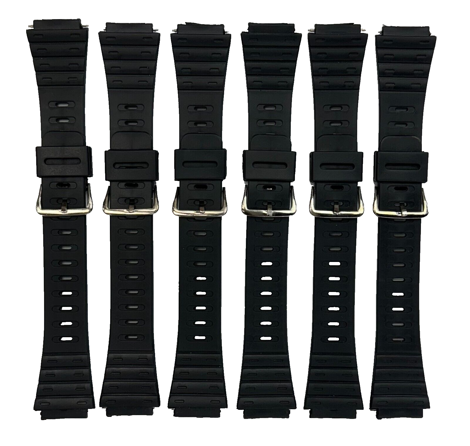 Lot of 6, 20mm PVC Plastic Watch Band for Men Fit to CASIO, SEIKO & TIMEX