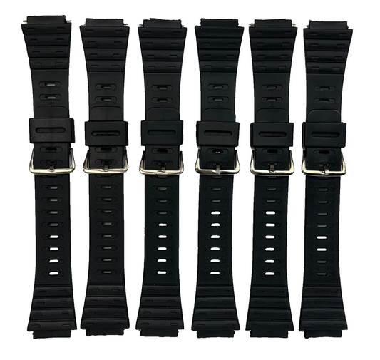 Lot of 6, 20mm PVC Plastic Watch Band for Men Fit to CASIO, SEIKO & TIMEX