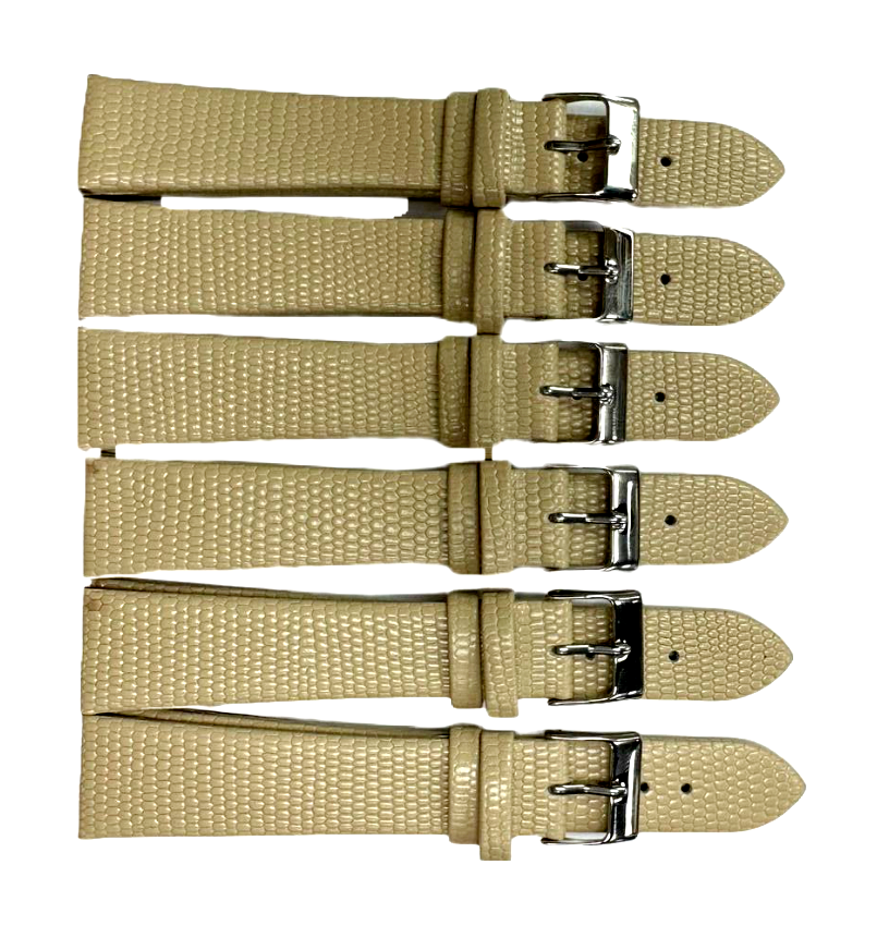 Lot of 6 Watch Bands 12- 22 mm Genuine Leather Lizard Grain Padded Best Quality