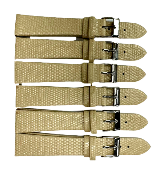 Lot of 6 Watch Bands 12- 22 mm Genuine Leather Lizard Grain Padded Best Quality
