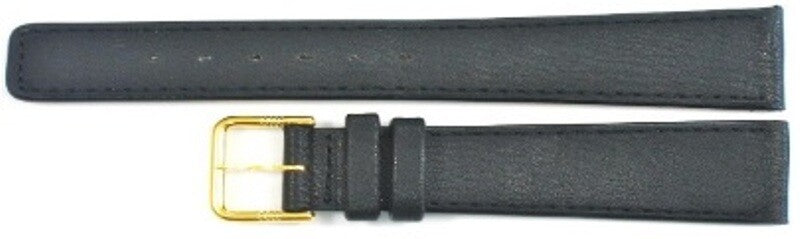Lot of 6Pcs.Watch Bands Black Genuine Leather Plain,Flat 16mm