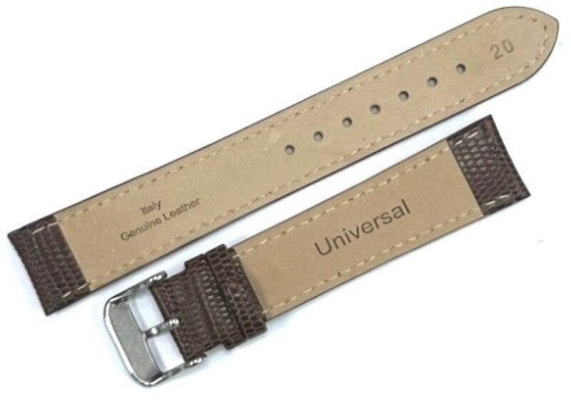 Lot of 6 Watch Bands Brown 20MM Genuine Leather Lizard Grain Padded  Extra Long