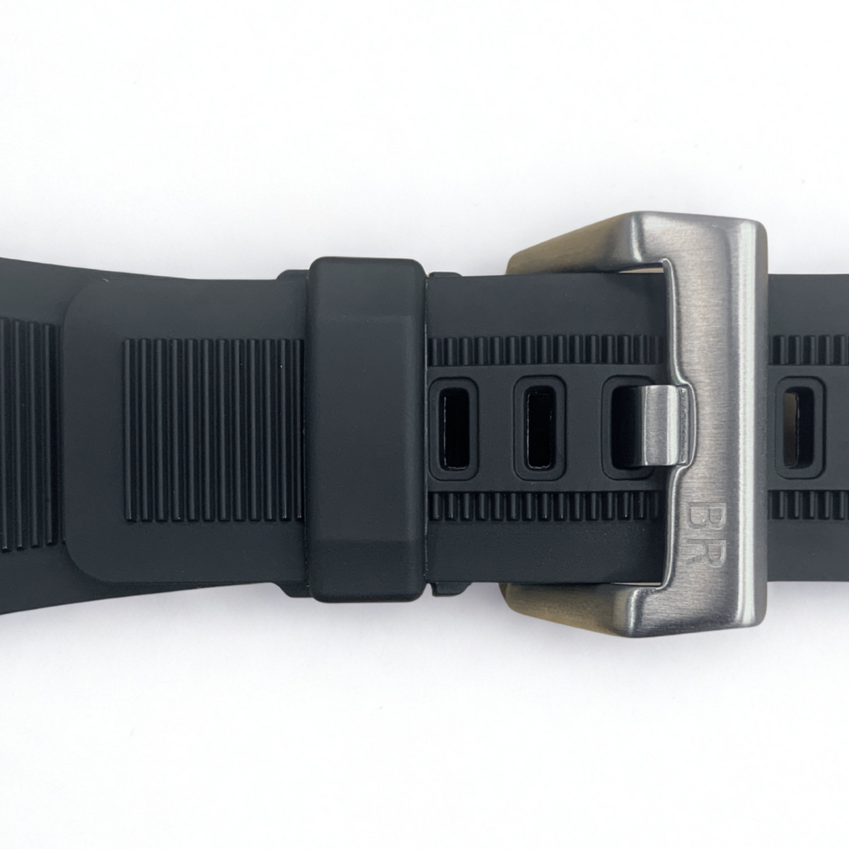 Black Rubber Strap - 33mm Band 24mm Lug | Stainless Steel Buckle for Bell & Ross