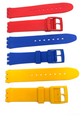 SET OF 3 COLORS 17MM PVC Watch Band Flat without Pins for SWATCH Blue Red Yellow