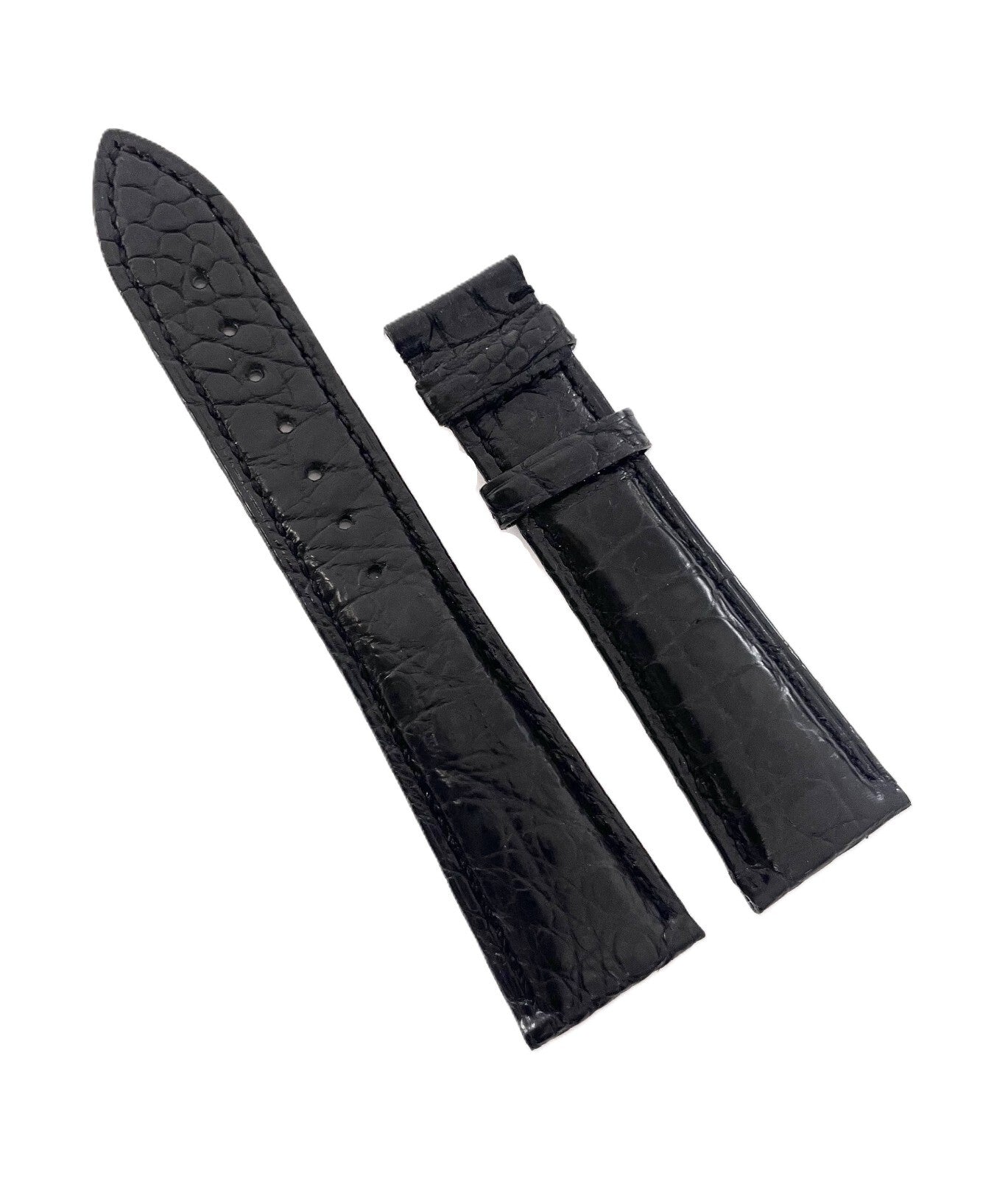 Genuine Alligator Leather Watch Band Padded 22mm Black, High Quality