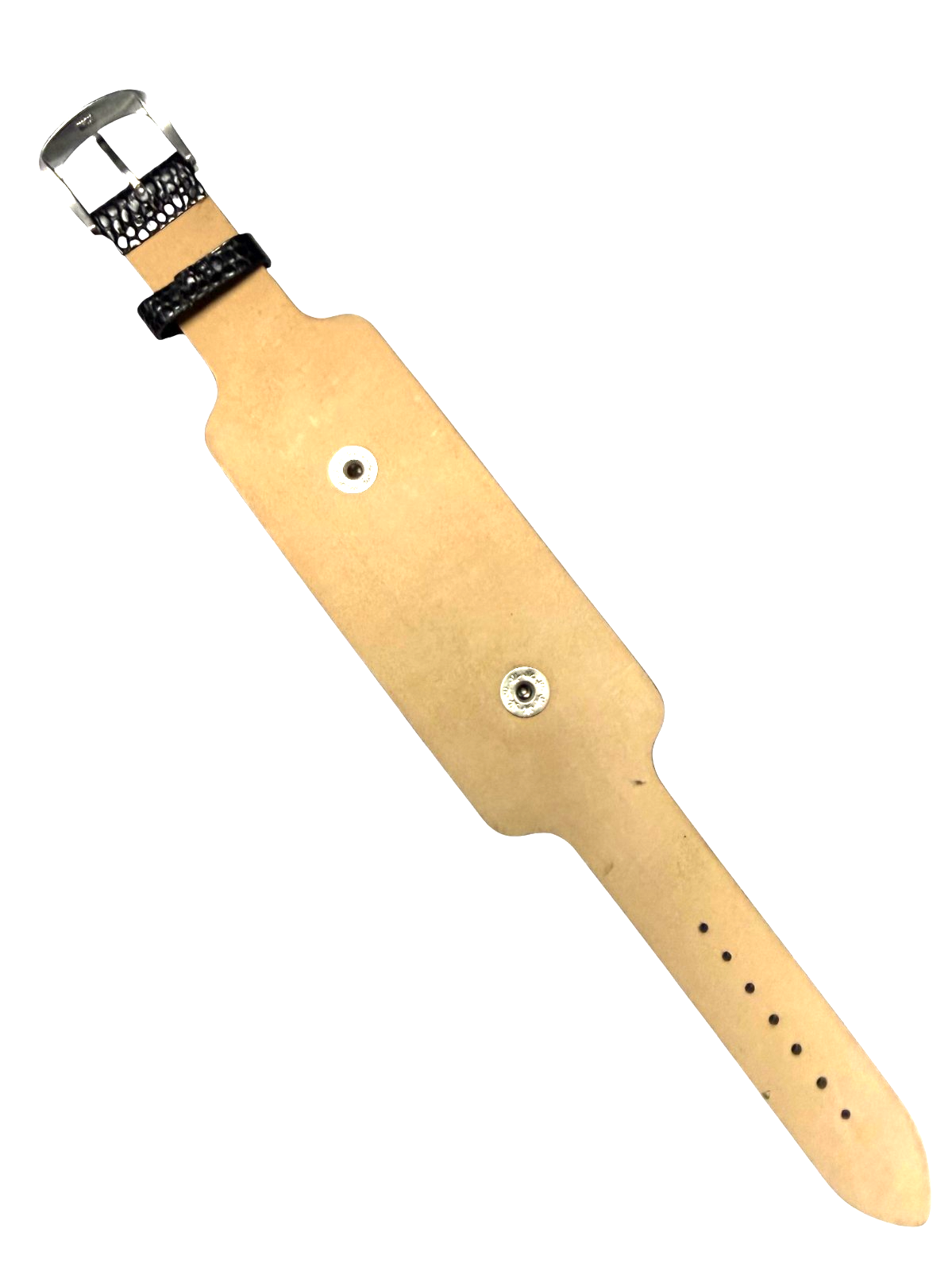 18mm Lizard Patterned Leather Watch Band Black for Fossil & Guess Watches