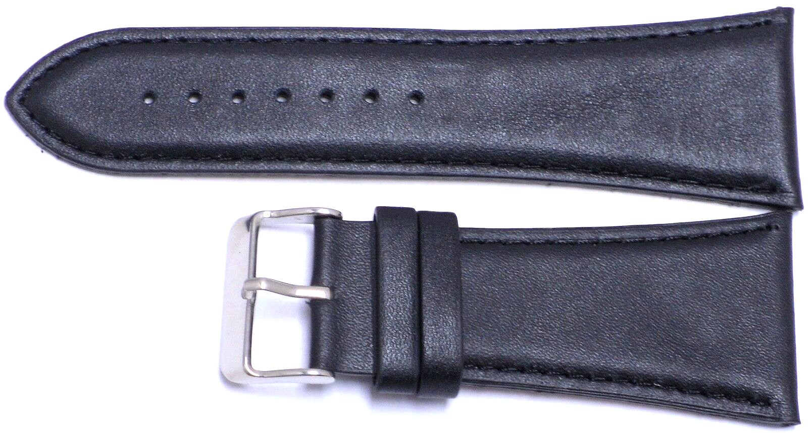 34 MM Genuine Leather Plain Padded Black Watch Band Lot of 6 Band