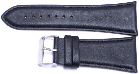 34 MM Genuine Leather Plain Padded Black Watch Band Lot of 6 Band
