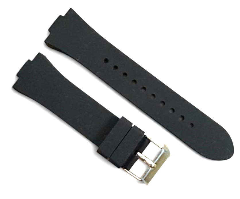 24mm Black Rubber Watch Band Premium Silicone Rubber Strap