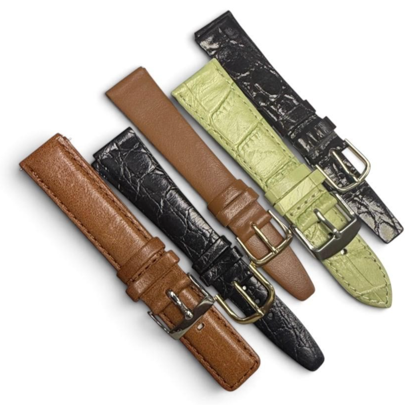 LOT OF 10 WATCH LEATHER BANDS MIX SIZE STYLE AND COLORS 16-22mm