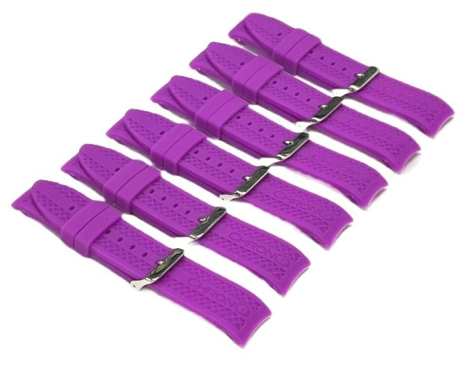 CURVED END RUGGED TEXTURED SOFT RUBBER SILICONE SPORT WATCH BAND 22MM