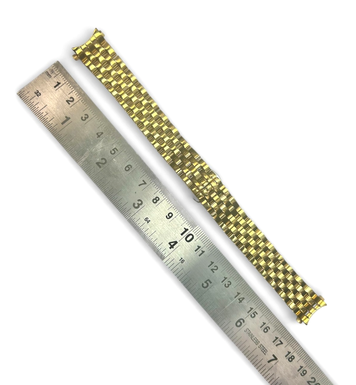 Top Quailty,Stainless steel Gold-tone Curved end Band for Highend Watches-15mm