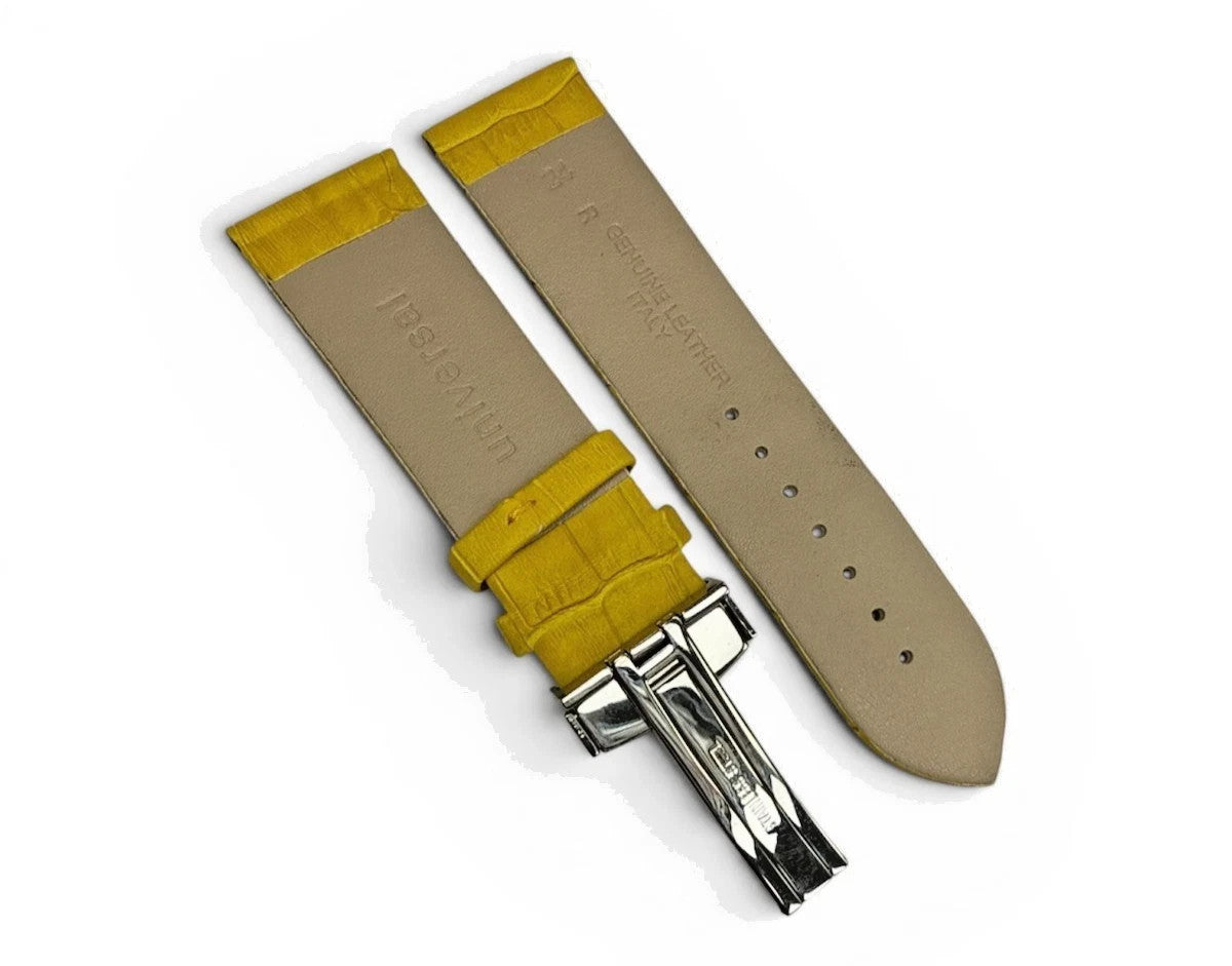 16MM 18MM 20MM 22MM 24MM YELLOW WATCH BAND Alligator Grain Deployment Clasp