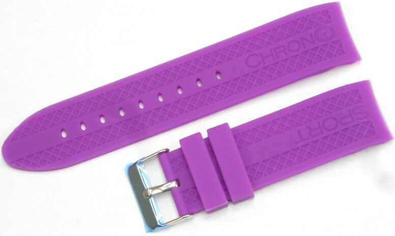 CURVED END SILICONE WATCH BAND, RUBBER STRAP 22MM